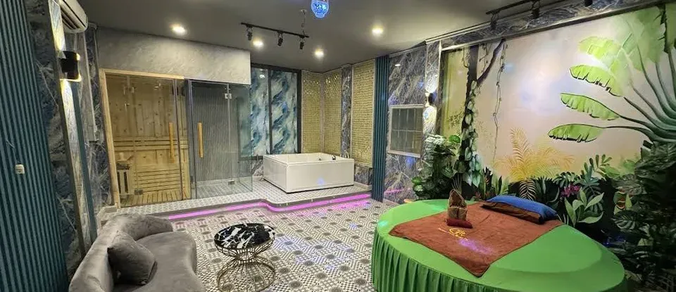 寬敞的 按摩房與 桑拿與 浴缸
