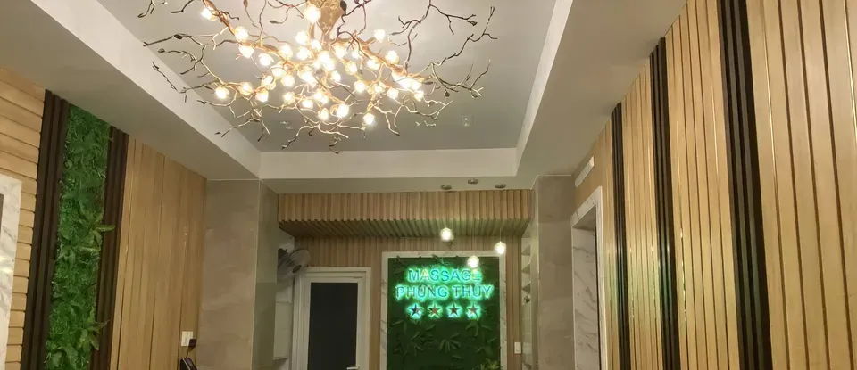 霓虹燈與 綠色 植物 設有牆的 空間